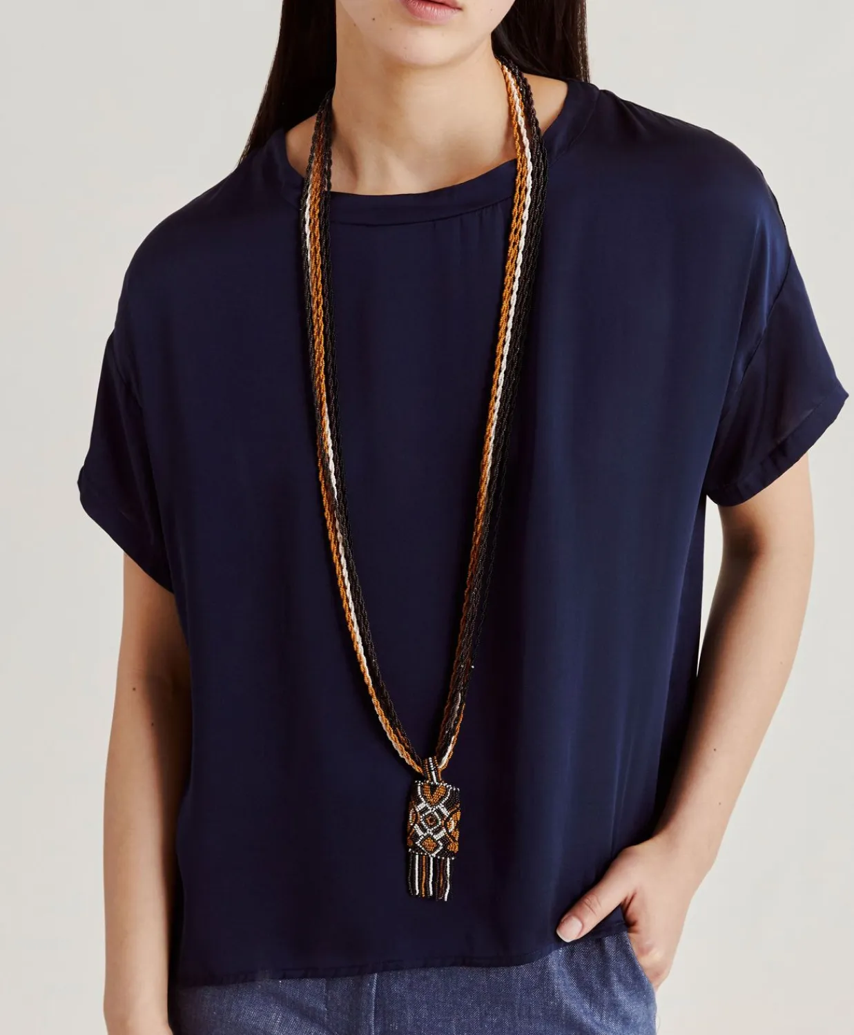 Donne Momonì Bluse E Camicie-Blusa Alonso In Seta Unita - Blu Notte