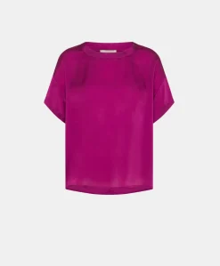 Donne Momonì Bluse E Camicie-Blusa Alonso In Seta Unita - Ciclamino