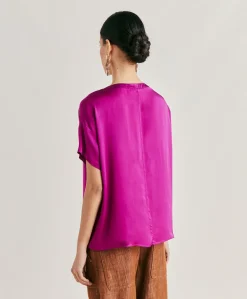 Donne Momonì Bluse E Camicie-Blusa Alonso In Seta Unita - Ciclamino