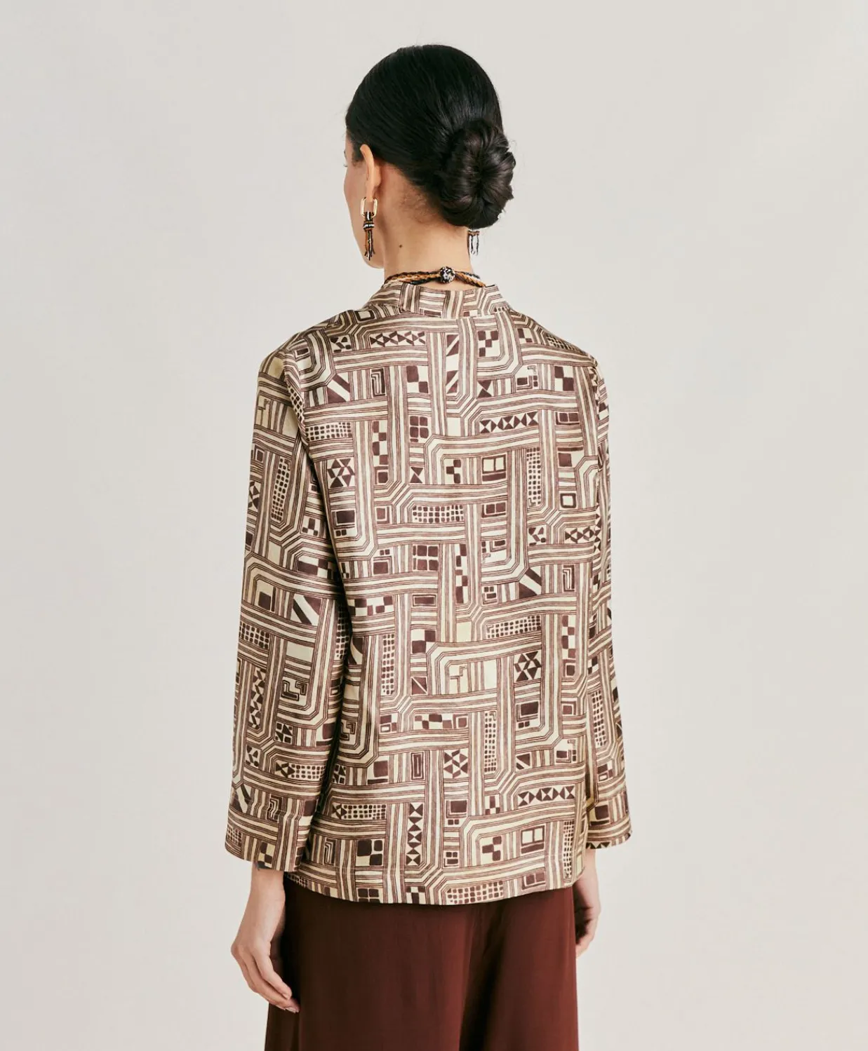 Donne Momonì Bluse E Camicie-Blusa Ambroise In Twill Di Seta - Beige/ Tabacco