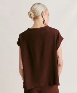 Donne Momonì Bluse E Camicie-Blusa Curacao In Acetato Seta - Cioccolato