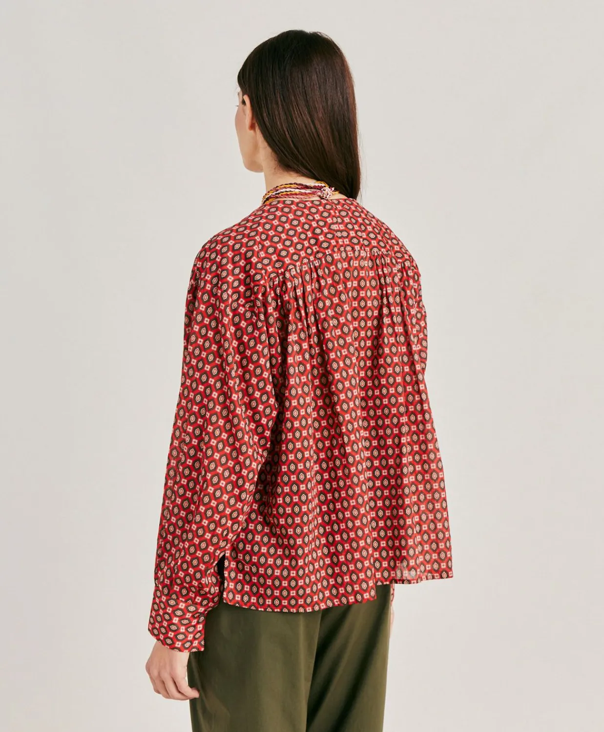 Donne Momonì Bluse E Camicie-Blusa Gipsofilia In Voile Di Cotone Stampato - Rosso