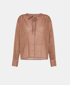 Donne Momonì Bluse E Camicie-Blusa Gipsofilia In Voile Di Cotone Stampato - Corallo