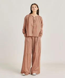 Donne Momonì Bluse E Camicie-Blusa Gipsofilia In Voile Di Cotone Stampato - Corallo