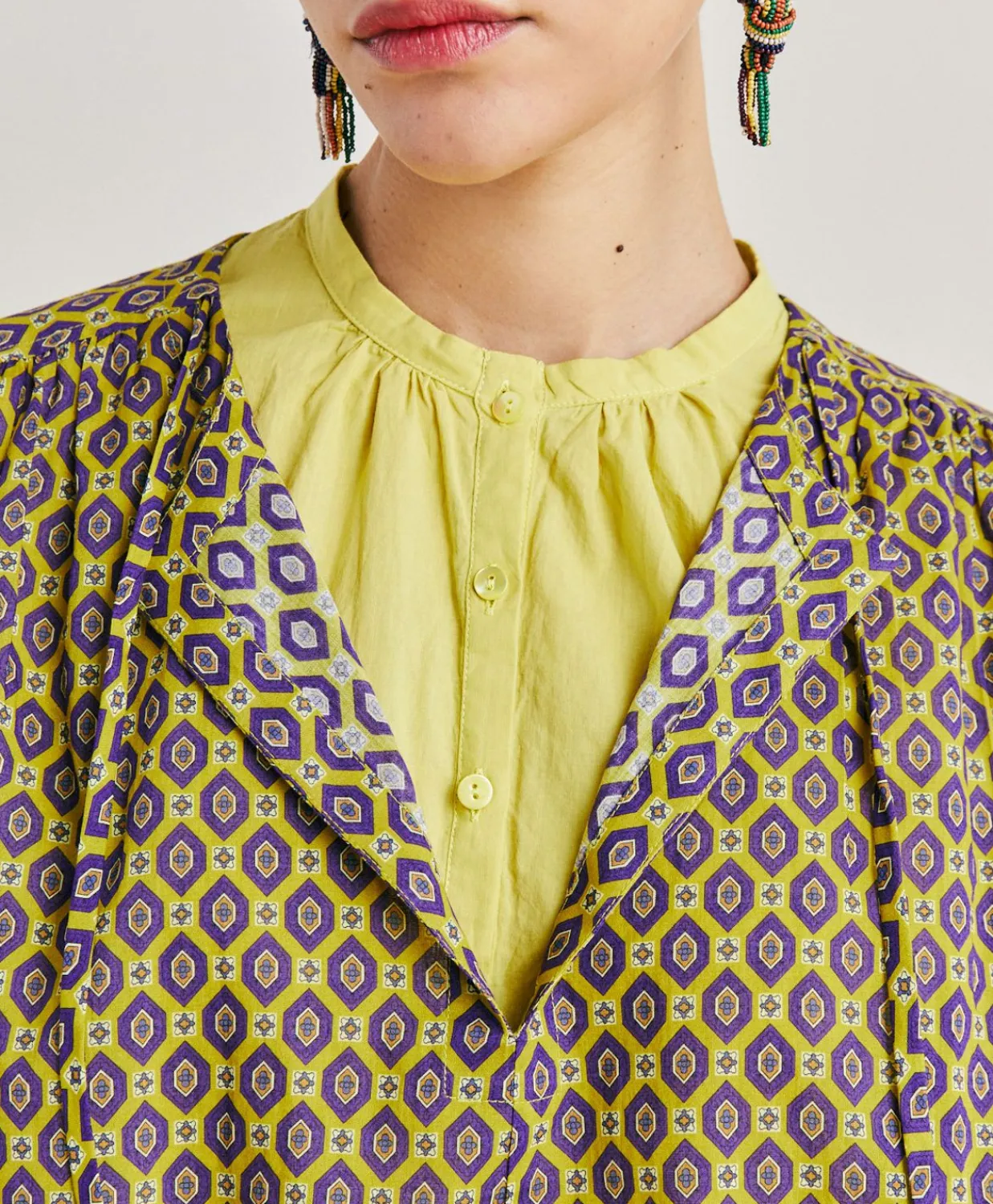 Donne Momonì Bluse E Camicie-Blusa Gipsofilia In Voile Di Cotone Stampato - Olio