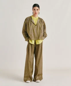 Donne Momonì Bluse E Camicie-Blusa Gipsofilia In Voile Di Cotone Stampato - Olio