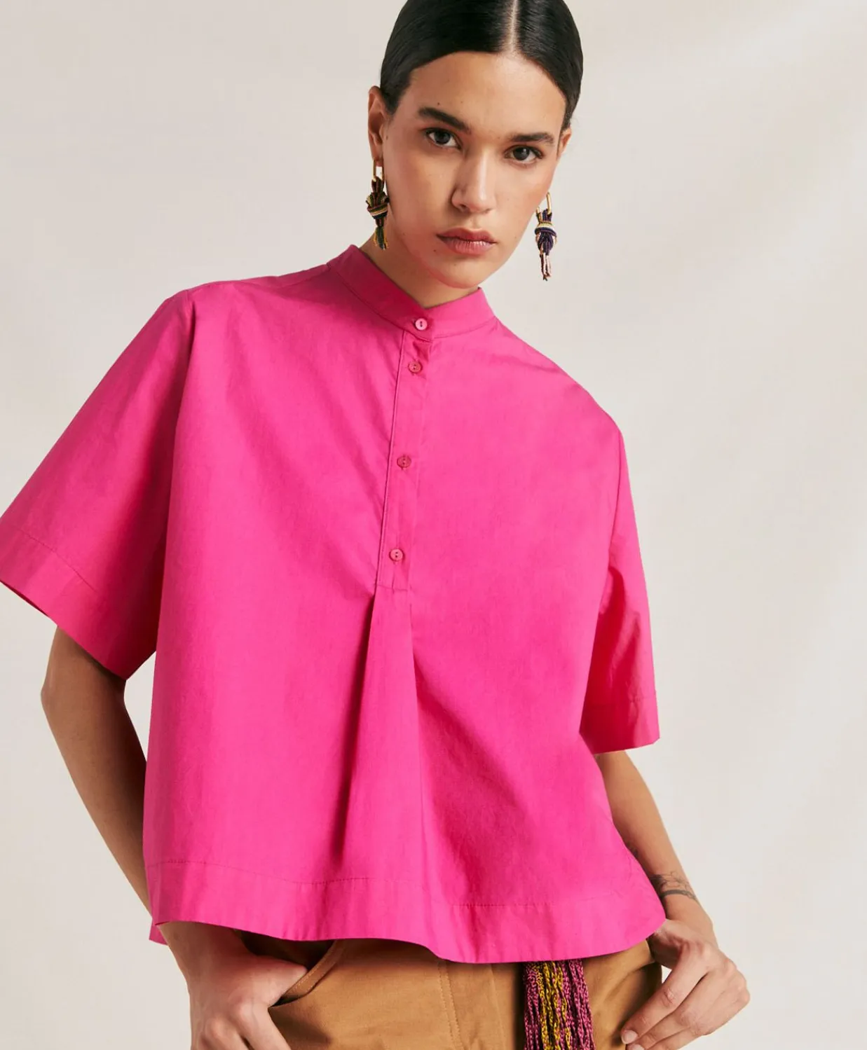Donne Momonì Bluse E Camicie-Blusa Mialli In Popeline - Fucsia