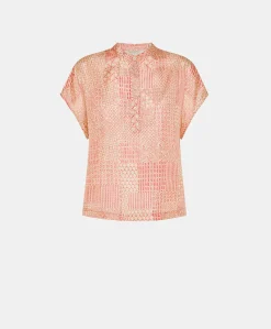 Donne Momonì Bluse E Camicie-Blusa Paso In Haboutai Di Seta - Panna/Corallo