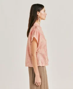 Donne Momonì Bluse E Camicie-Blusa Paso In Haboutai Di Seta - Panna/Corallo