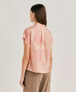 Donne Momonì Bluse E Camicie-Blusa Paso In Haboutai Di Seta - Panna/Corallo
