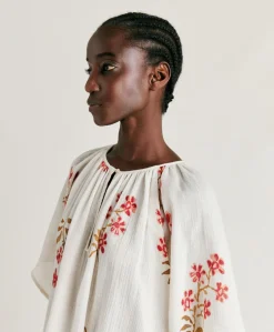 Donne Momonì Bluse E Camicie-Blusa Tarida In Garza - Panna/Amarena