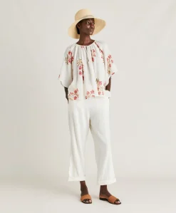 Donne Momonì Bluse E Camicie-Blusa Tarida In Garza - Panna/Amarena
