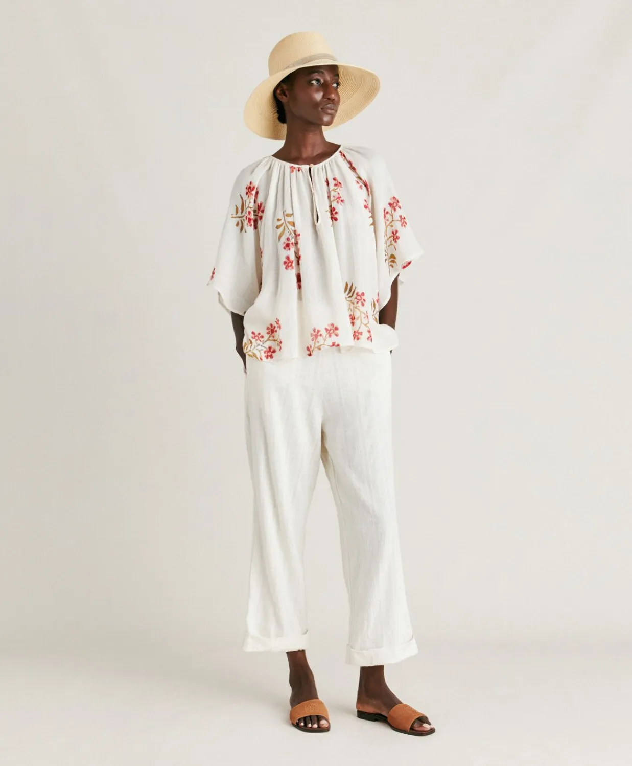Donne Momonì Bluse E Camicie-Blusa Tarida In Garza - Panna/Amarena