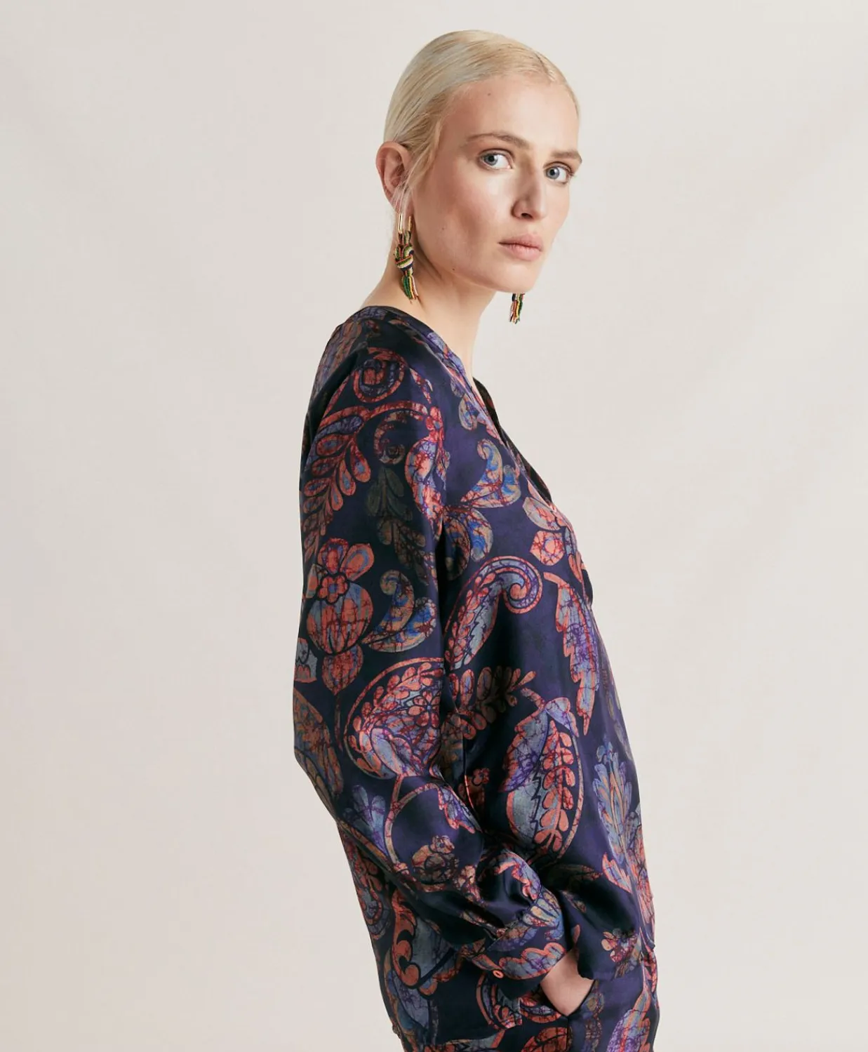 Donne Momonì Completi E Talleur-Blusa Torret In Twill Di Seta - Blu Notte Multicolor