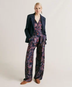 Donne Momonì Completi E Talleur-Blusa Torret In Twill Di Seta - Blu Notte Multicolor
