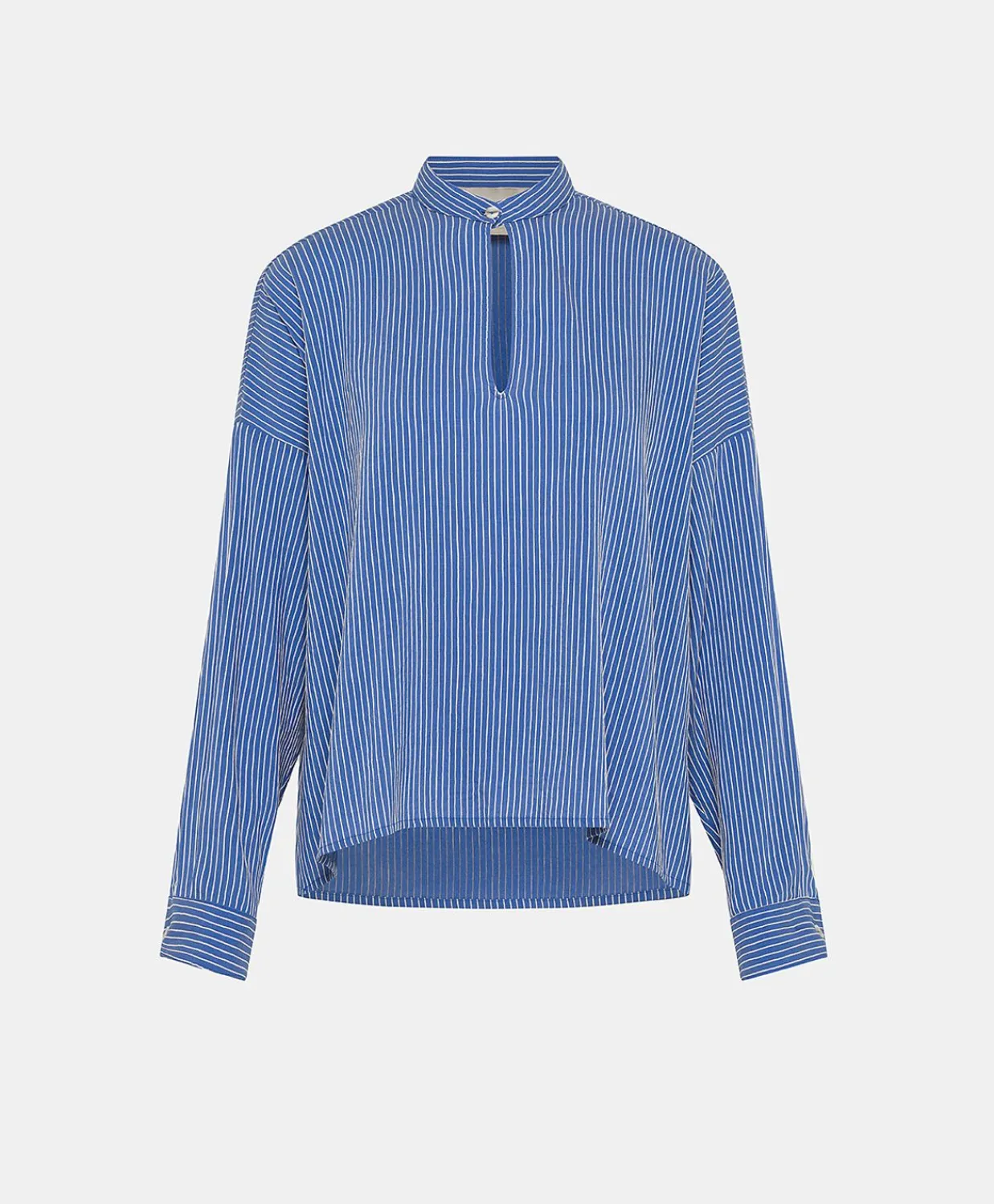 Donne Momonì Bluse E Camicie-Blusa Zoe A Righe In Seta Viscosa - Azzurro/Panna