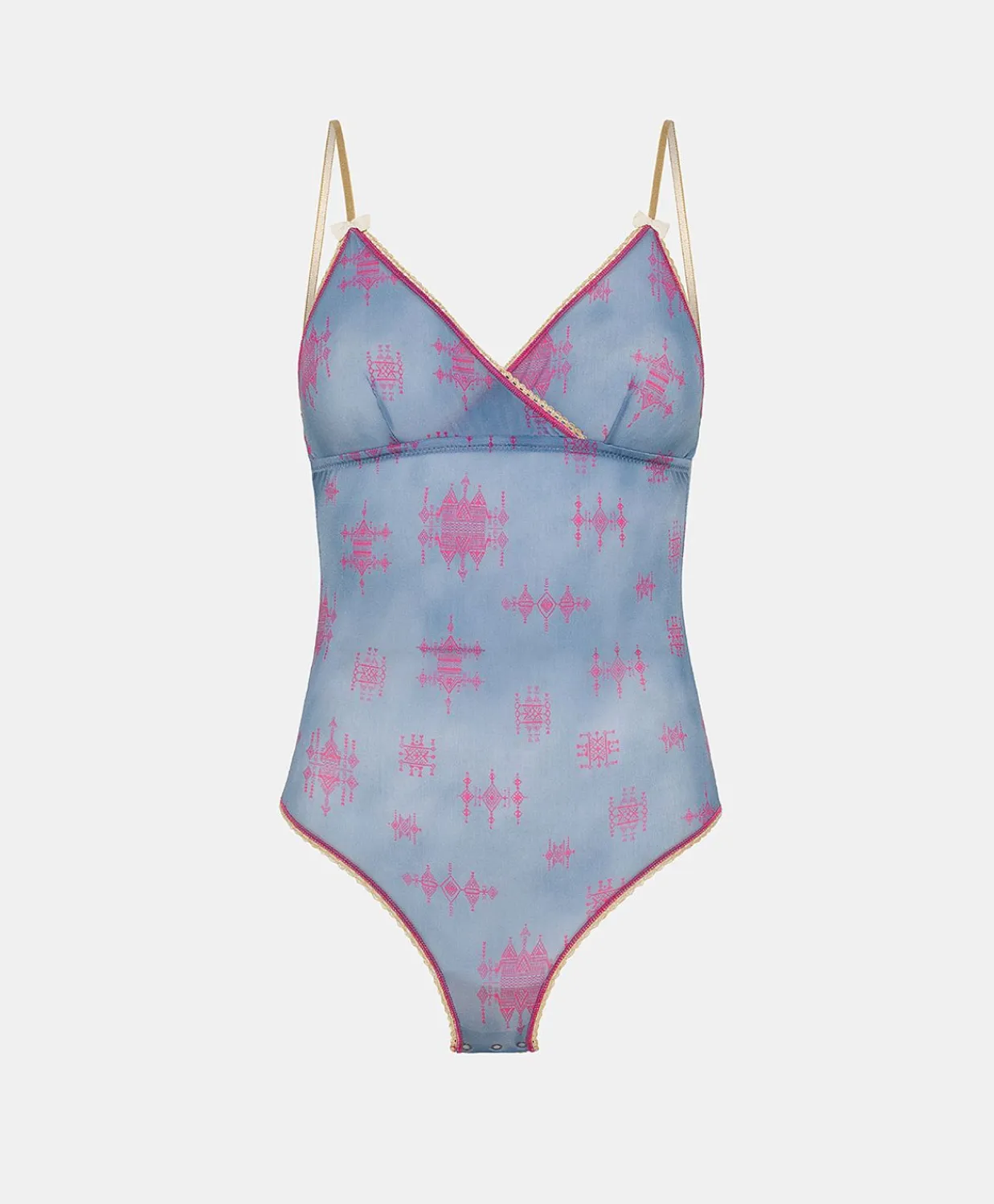 Donne Momonì Body E Tute-Body Tore In Nylon Stampato - Bluette/Fucsia
