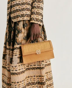 Donne Momonì Borse E Pochette-Borsa A Tracolla Sophie In Pelle Lame' E Raffia - Caramello