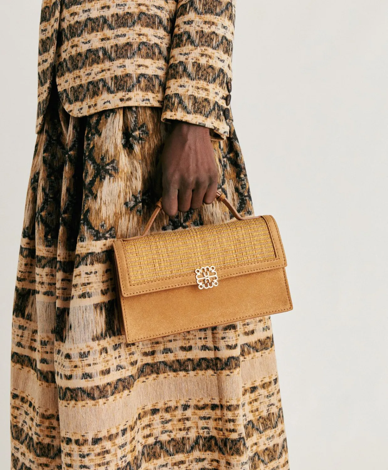 Donne Momonì Borse E Pochette-Borsa A Tracolla Sophie In Pelle Lame' E Raffia - Caramello