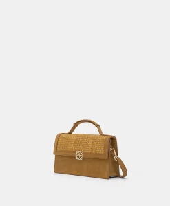 Donne Momonì Borse E Pochette-Borsa A Tracolla Sophie In Pelle Lame' E Raffia - Caramello