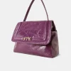 Donne Momonì Borse E Pochette-Borsa Flore In Pelle Naplack - Mirtillo