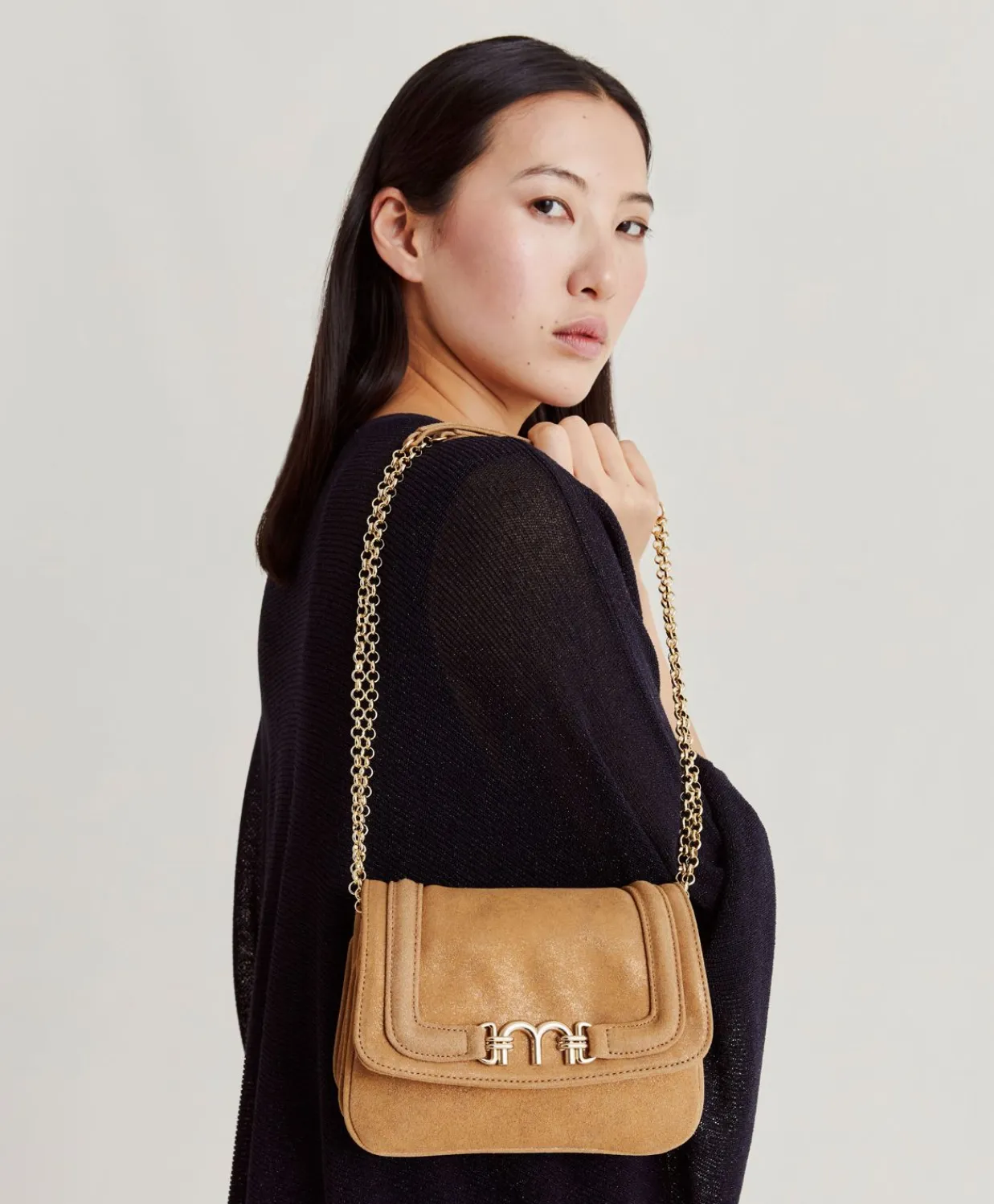 Donne Momonì Borse E Pochette-Borsa Mimi Flore In Pelle Lame' - Caramello
