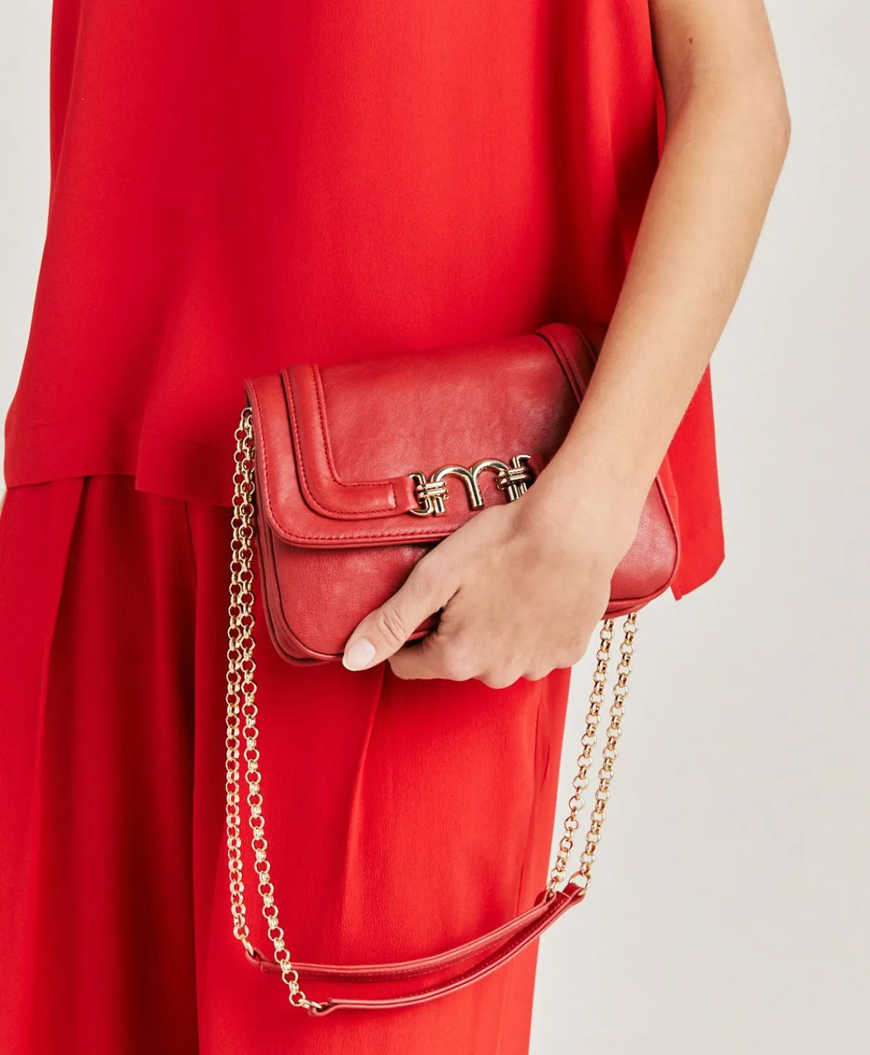 Donne Momonì Borse E Pochette-Borsa Mimi Flore In Pelle - Rouge