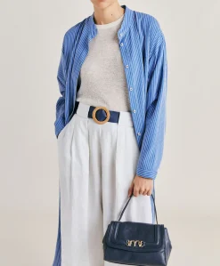 Donne Momonì Borse E Pochette-Borsa Petit Flore In Pelle - Blu
