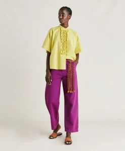 Donne Momonì Bluse E Camicie-Camica Berenice Con Voile Di Cotone - Acido