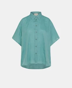 Donne Momonì Bluse E Camicie-Camica Elafonissi In Lino - Ceruleo