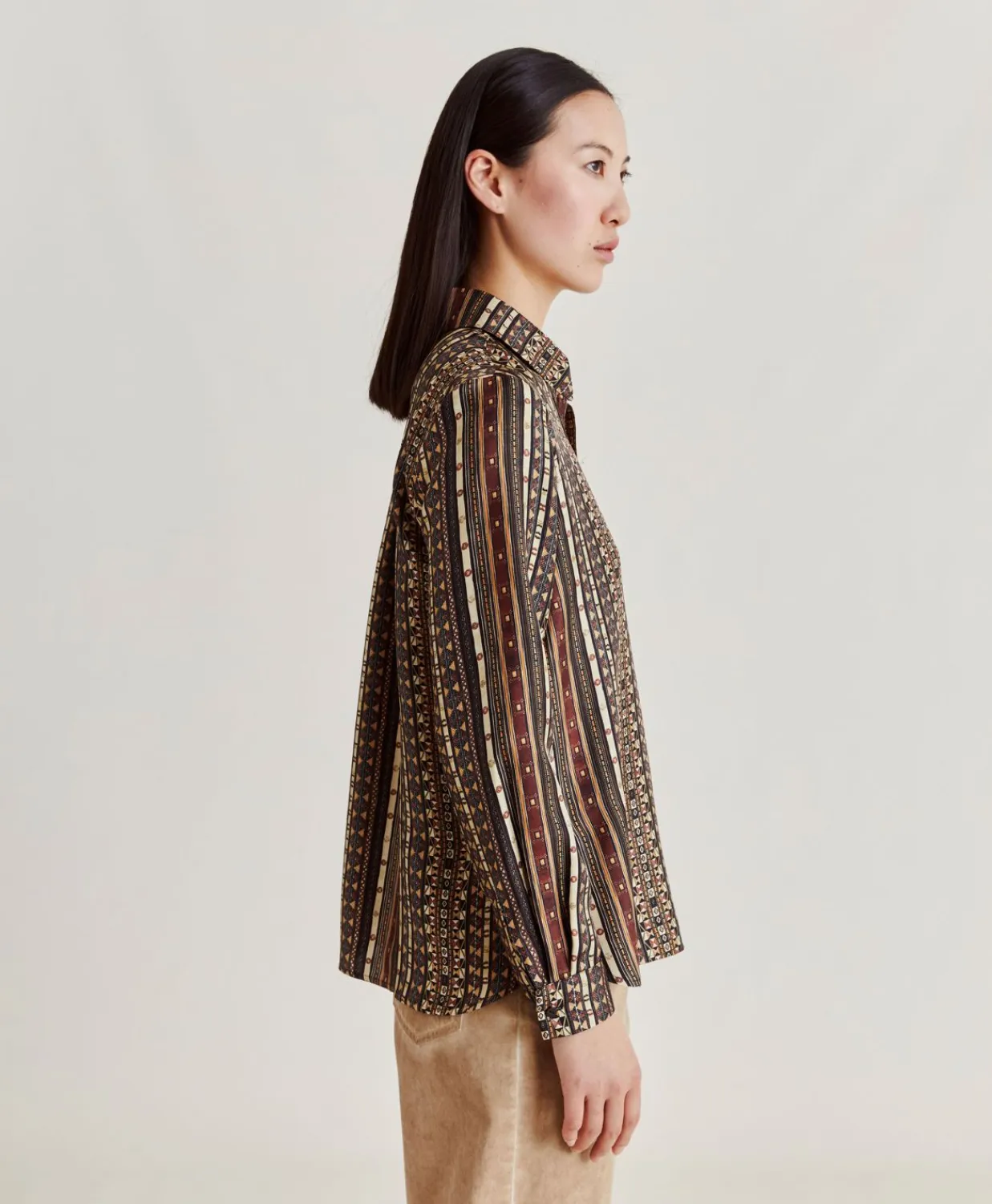 Donne Momonì Bluse E Camicie-Camicia Arles In Twill Di Seta - Nero Multicolor