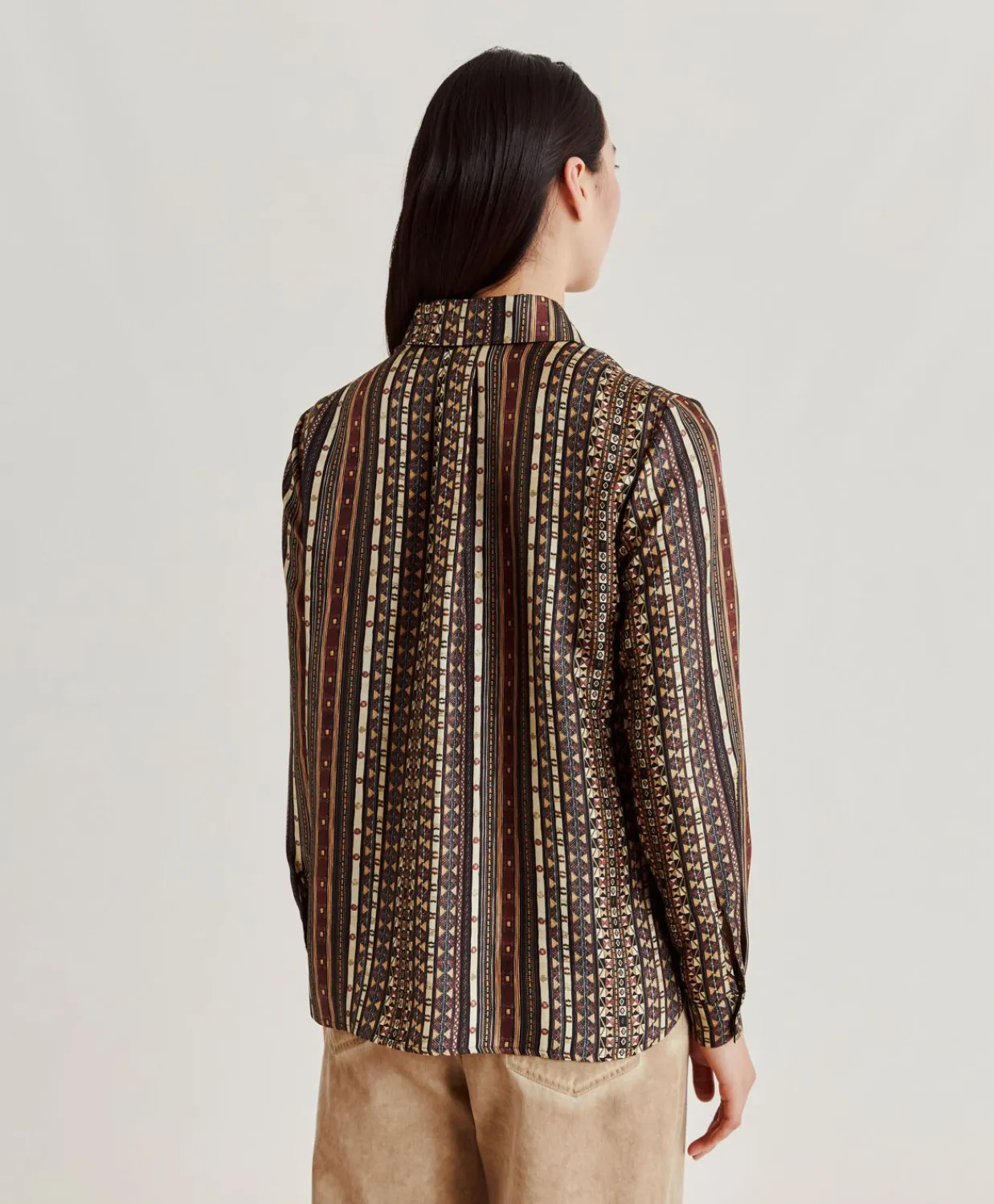 Donne Momonì Bluse E Camicie-Camicia Arles In Twill Di Seta - Nero Multicolor