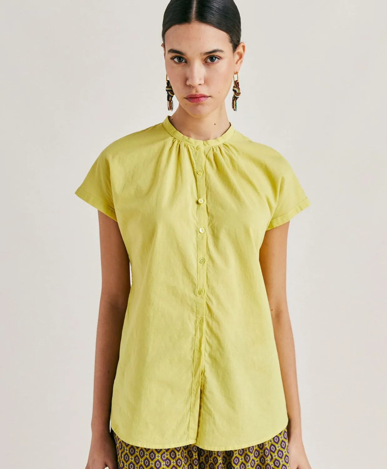 Donne Momonì Bluse E Camicie-Camicia Artora Con Voile Di Cotone - Acido