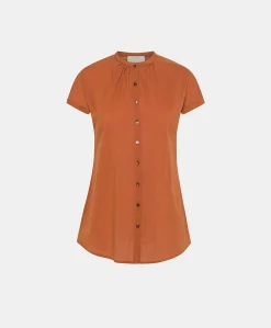 Donne Momonì Bluse E Camicie-Camicia Artora Con Voile Di Cotone - Coccio