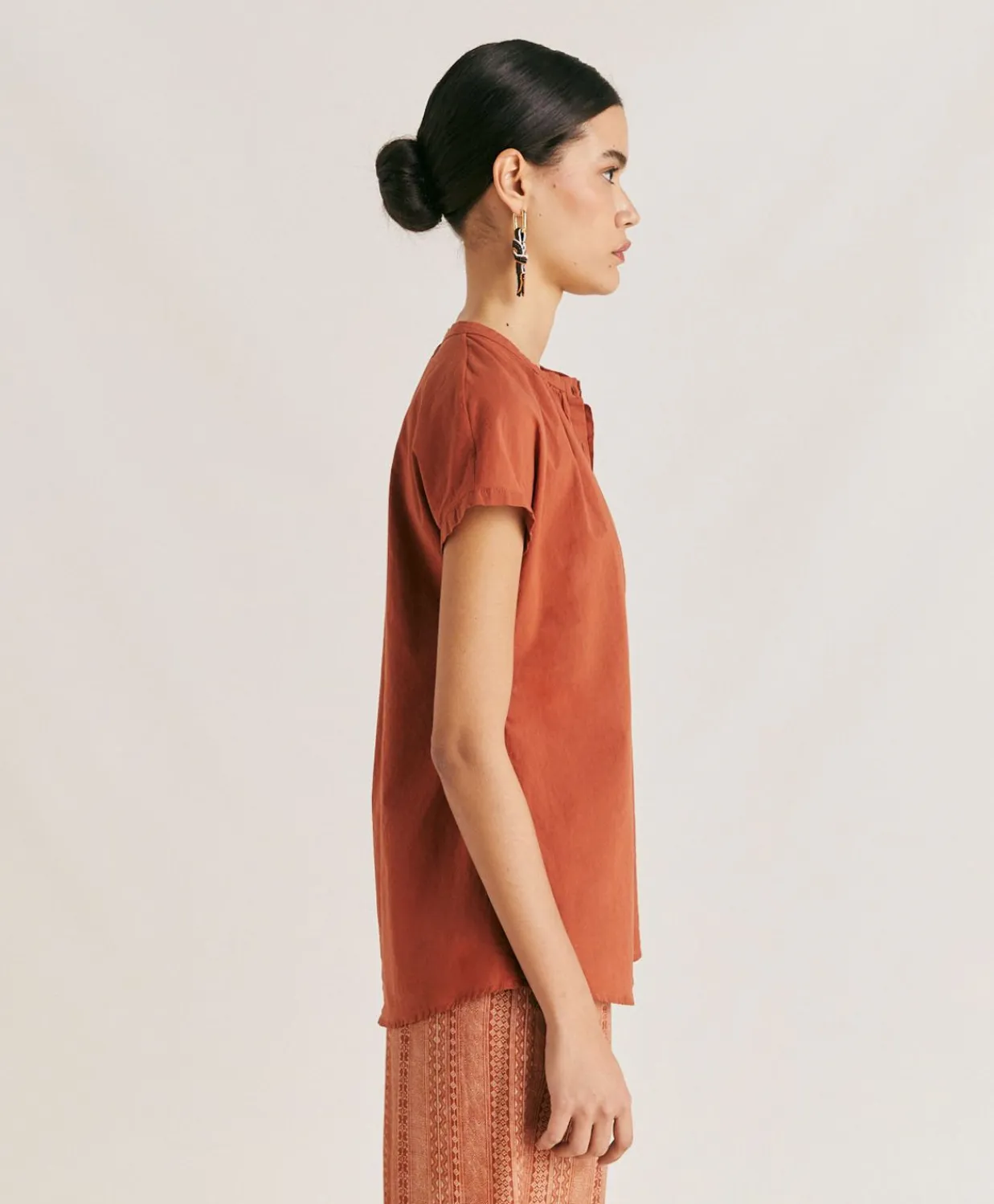 Donne Momonì Bluse E Camicie-Camicia Artora Con Voile Di Cotone - Coccio