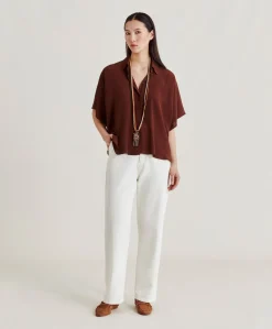 Donne Momonì Bluse E Camicie-Camicia Brooklyn In Acetato Seta - Cioccolato