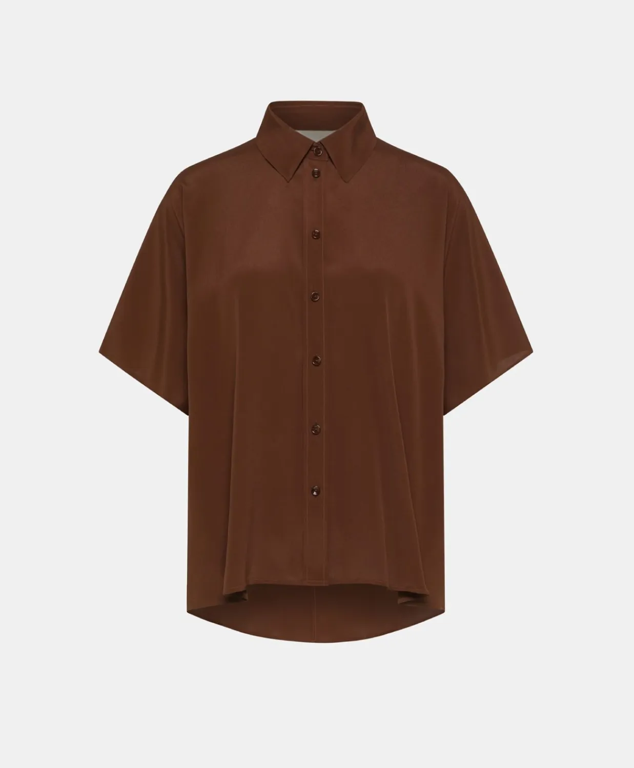 Donne Momonì Bluse E Camicie-Camicia Brooklyn In Acetato Seta - Cioccolato