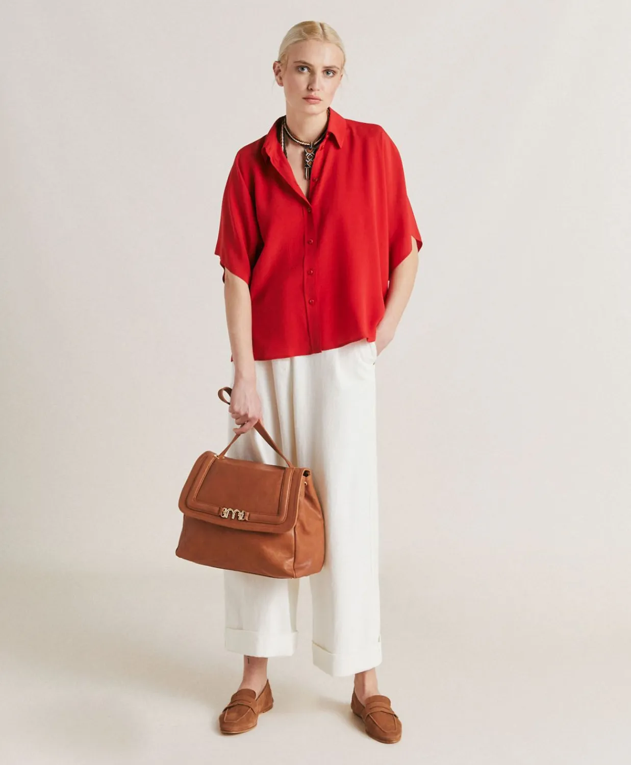 Donne Momonì Bluse E Camicie-Camicia Brooklyn In Acetato Seta - Azalea