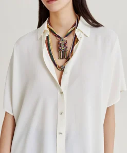 Donne Momonì Bluse E Camicie-Camicia Brooklyn In Acetato Seta - Panna