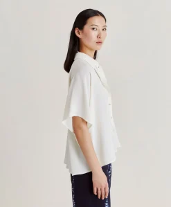 Donne Momonì Bluse E Camicie-Camicia Brooklyn In Acetato Seta - Panna
