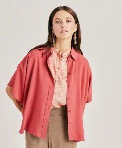 Donne Momonì Bluse E Camicie-Camicia Brooklyn In Acetato Seta - Amaranto
