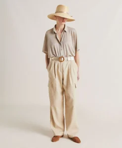 Donne Momonì Bluse E Camicie-Camicia Brooklyn In Jersey Lurex - Sabbia