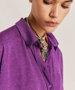 Donne Momonì Bluse E Camicie-Camicia Brooklyn In Jersey Lurex - Ciclamino