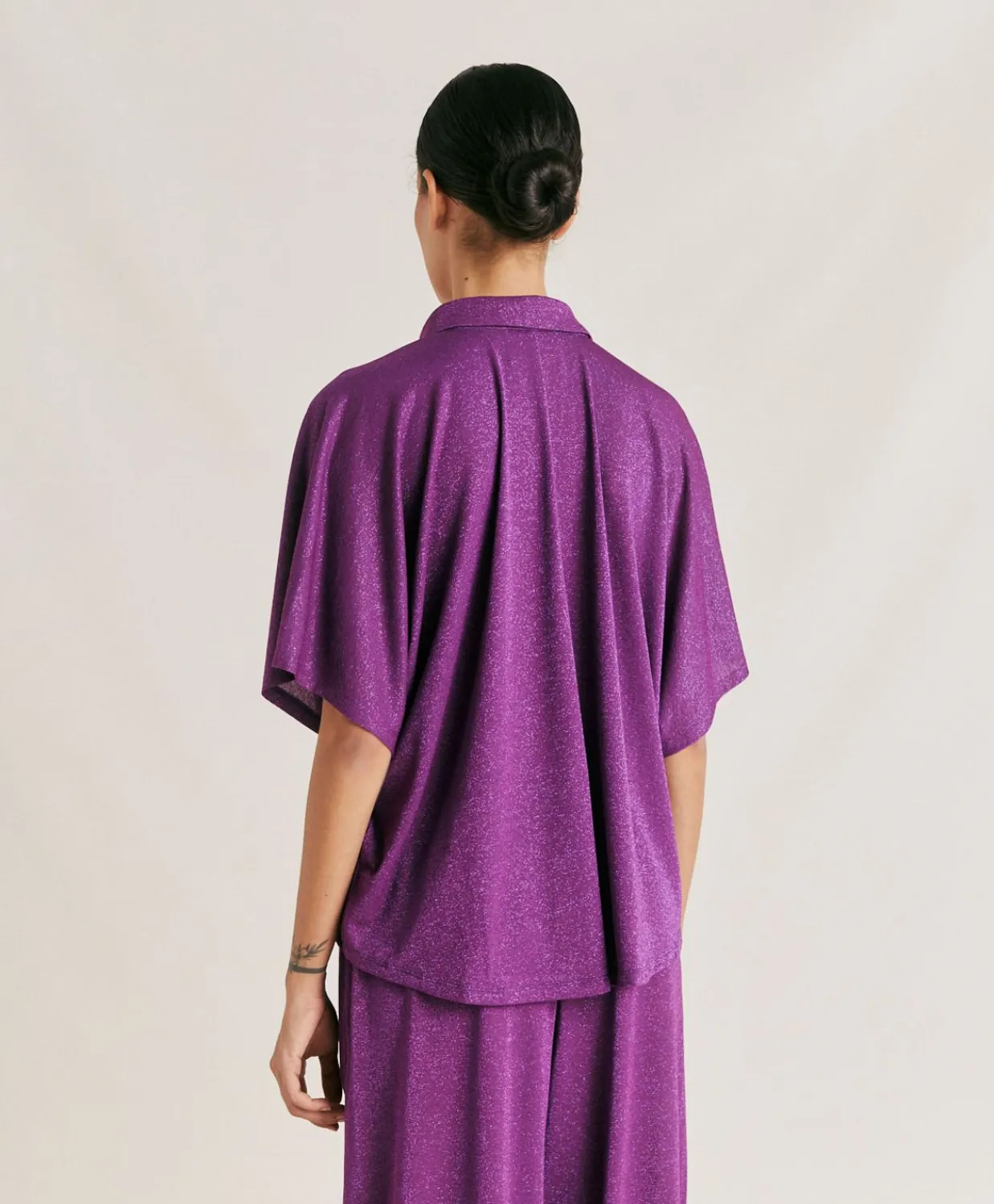 Donne Momonì Bluse E Camicie-Camicia Brooklyn In Jersey Lurex - Ciclamino