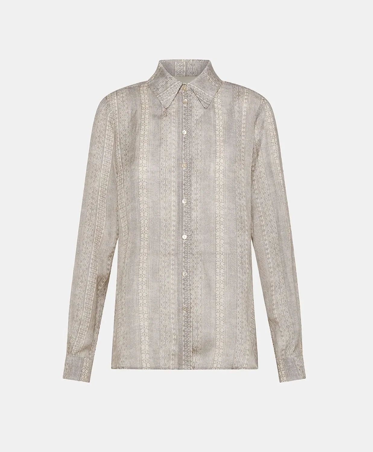 Donne Momonì Bluse E Camicie-Camicia Estreta In Viscosa Lino - Panna/Perla