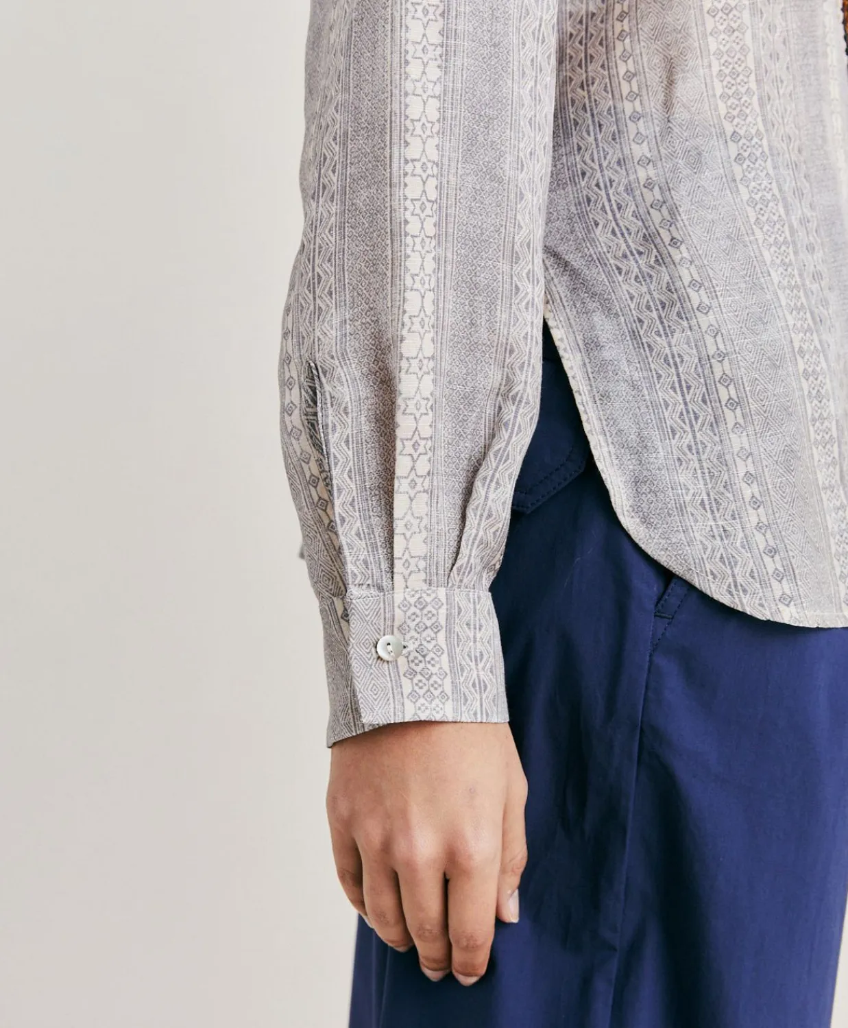 Donne Momonì Bluse E Camicie-Camicia Estreta In Viscosa Lino - Panna/Perla