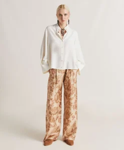 Donne Momonì Completi E Talleur-Camicia Franklin In Acetato Seta - Panna