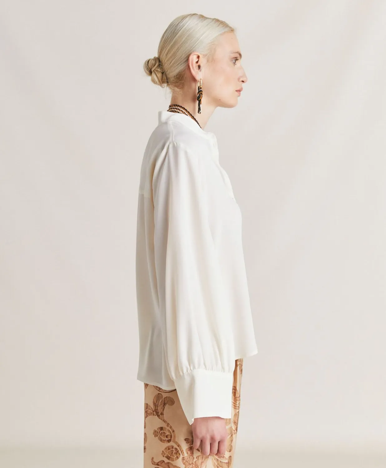 Donne Momonì Completi E Talleur-Camicia Franklin In Acetato Seta - Panna