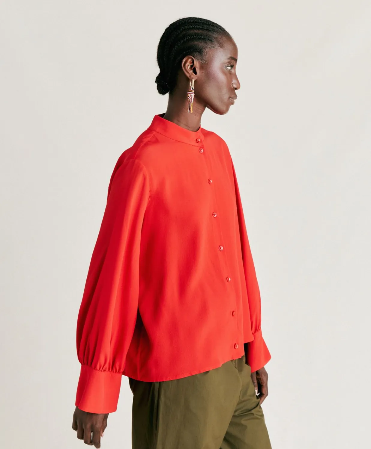 Donne Momonì Bluse E Camicie-Camicia Franklin In Acetato Seta - Azalea