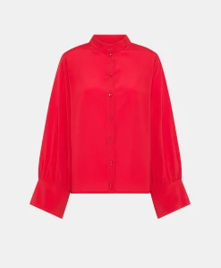 Donne Momonì Bluse E Camicie-Camicia Franklin In Acetato Seta - Azalea